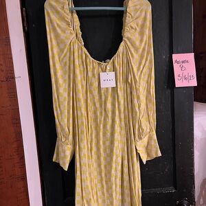 Wray Yellow and White Checkered Dress